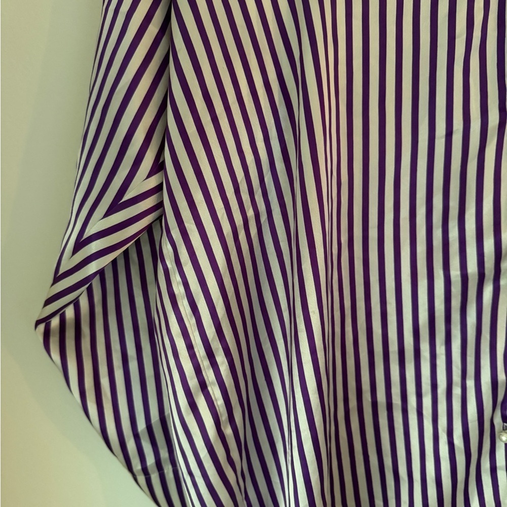 Vintage Victoria’s Secret Pajamas Night Dress Top M/l  Purple Stripes  Satin - Picture 2 of 9